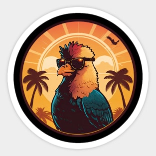 Chicken in a sunset Sticker